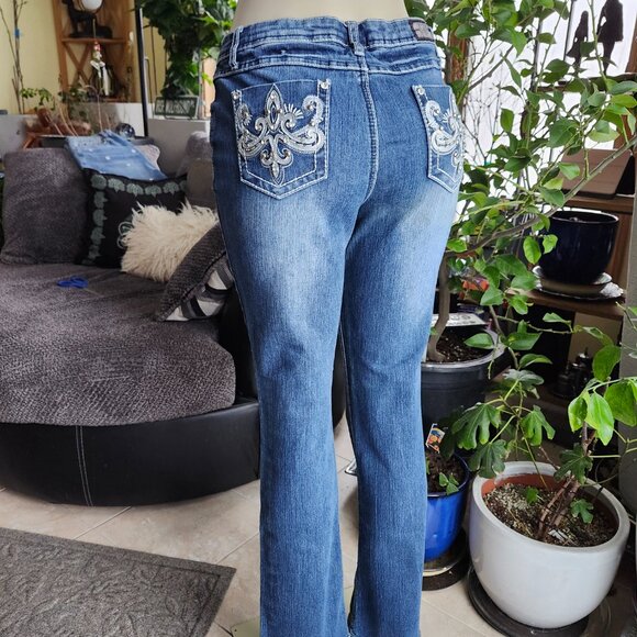 Earl Jeans Slim Boot Cut Embellished Rhinestones Pockets Stretch Size 8 - Picture 2 of 16